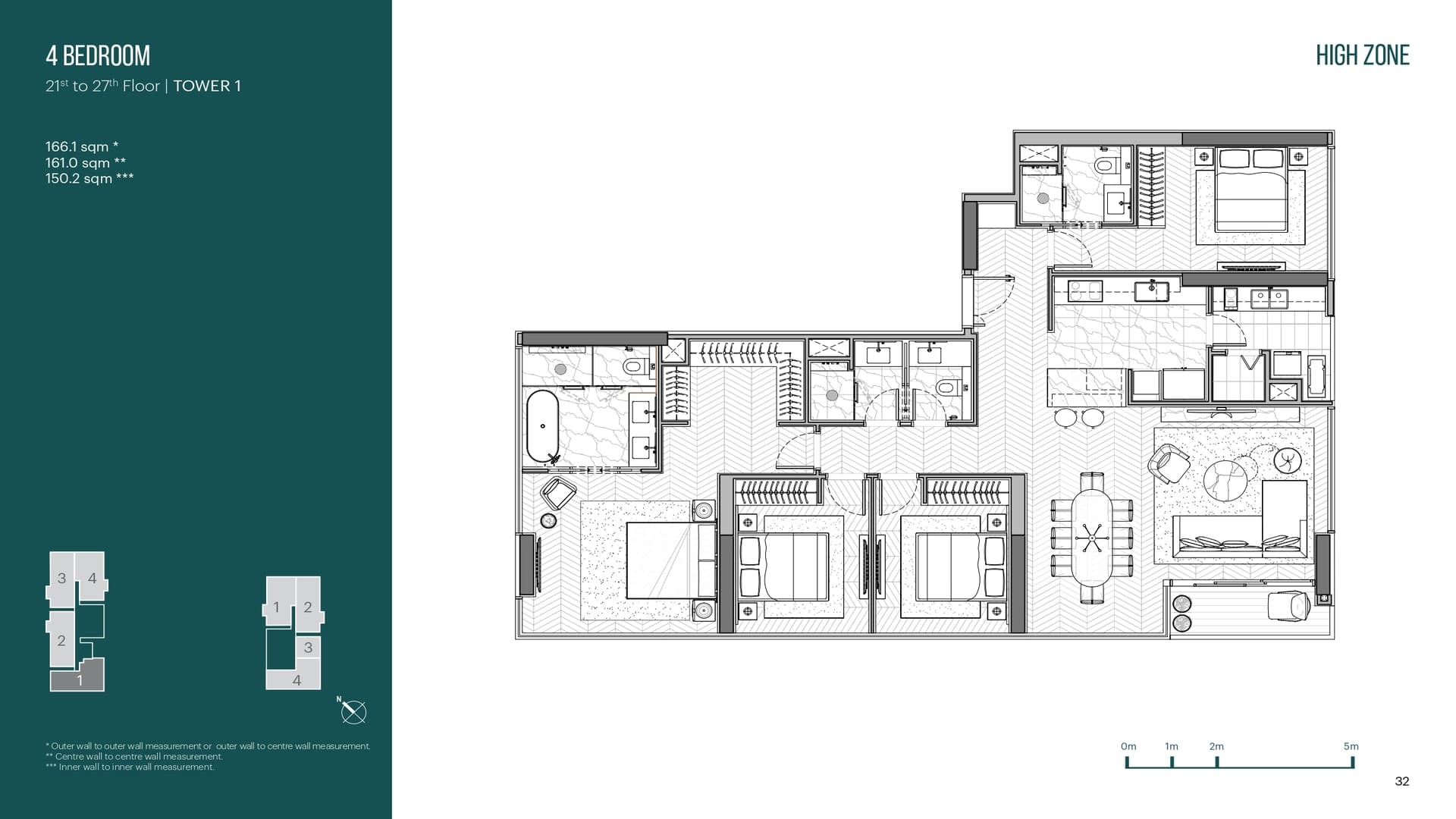 Layout căn hộ 4 phòng ngủ High Zone Narra Residences khẳng định vị thế chủ nhân với không gian rộng lớn, phân chia khu vực chức năng khoa học và ban công trải dài ngắm trọn toàn cảnh sông Sài Gòn. hiết kế căn 4 BR Narra Residences phân chia không gian tinh tế, vừa đảm bảo tính riêng tư vừa gắn kết gia đình.
