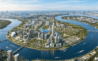 Phối cảnh tổng thể dự án Empire City Thủ Thiêm quy mô 14.5 ha tại trung tâm khu đô thị mới, sở hữu tầm nhìn trực diện sông Sài Gòn cùng hạ tầng giao thông hiện đại bậc nhất TP.HCM.