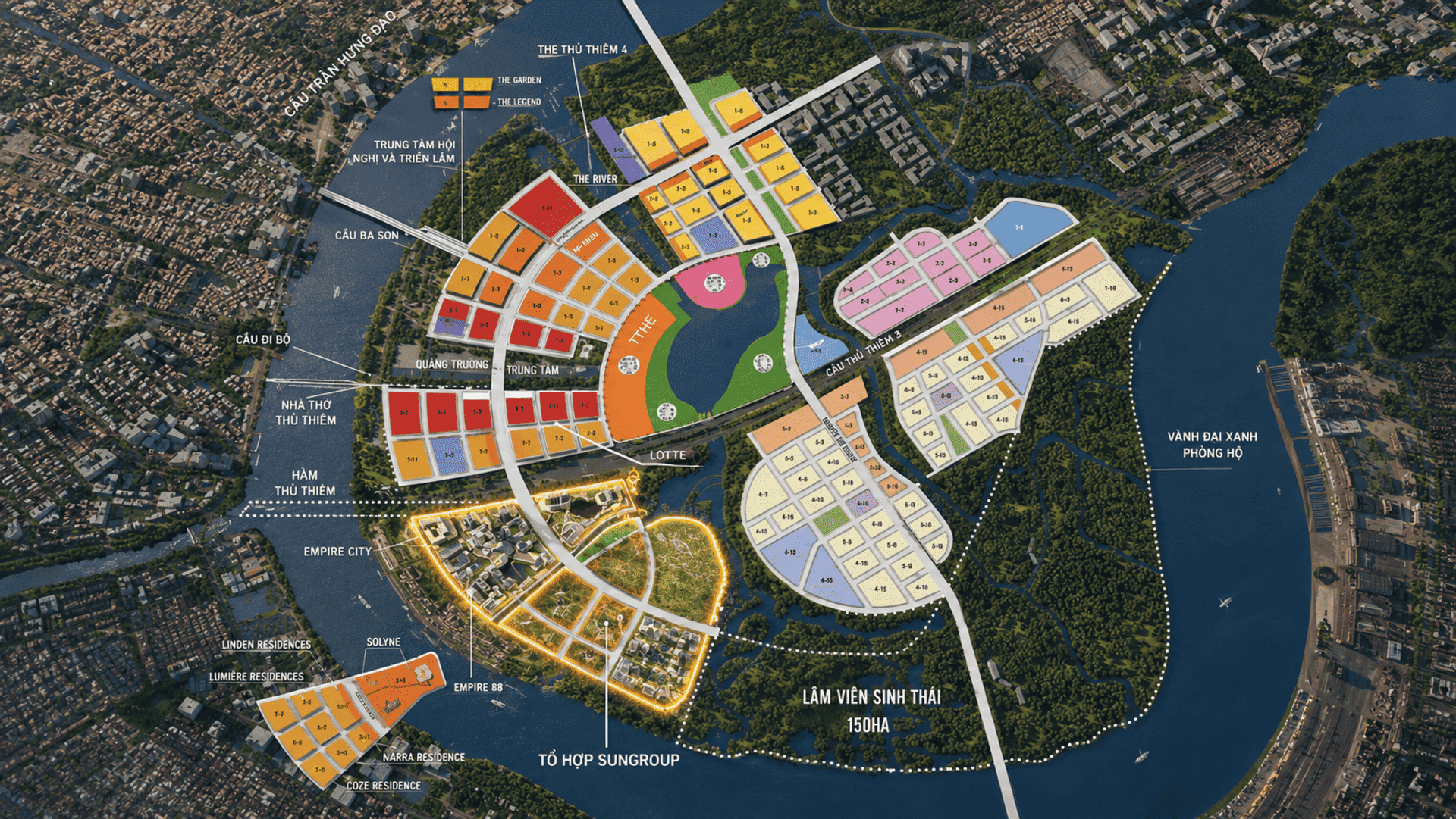 Dự án Empire City Thủ Thiêm quy mô 14.5 ha khẳng định vị thế khu đô thị ven sông xa xỉ, hội tụ kiến trúc biểu tượng, hệ sinh thái tiện ích đa dạng cùng cộng đồng cư dân quốc tế thượng lưu. Empire City Thủ Thiêm – Biểu tượng sống xa xỉ ven sông, nơi kiến tạo chuẩn mực kiến trúc và vị thế thượng lưu.