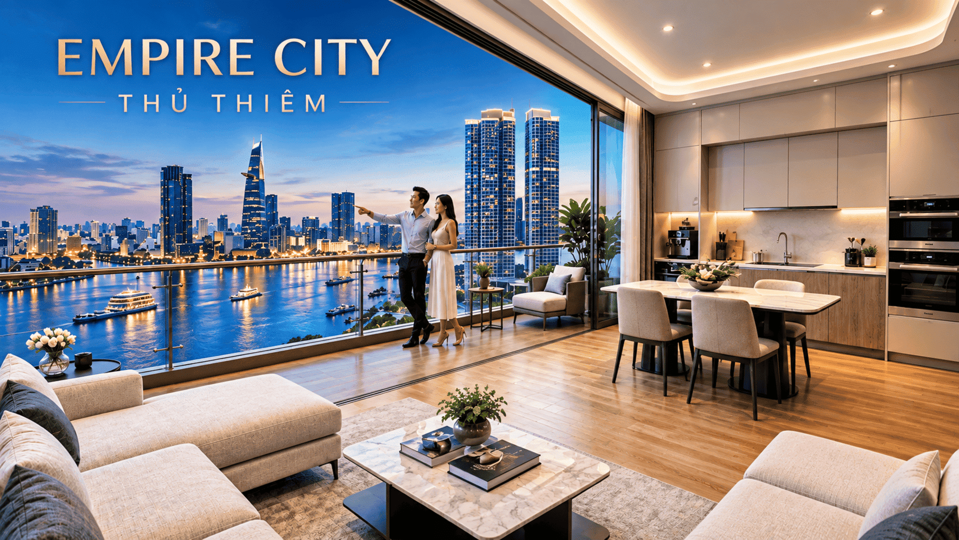 Tầm nhìn đắt giá ôm trọn dải sông Sài Gòn thơ mộng và nhịp sống sầm uất trung tâm Quận 1 mang đến cho cư dân Empire City không gian thư giãn trọn vẹn cùng giá trị gia tăng bất động sản vượt trội. Tầm nhìn đắt giá ôm trọn dải sông Sài Gòn thơ mộng và nhịp sống sầm uất trung tâm Quận 1 mang đến cho cư dân Empire City không gian thư giãn trọn vẹn cùng giá trị gia tăng bất động sản vượt trội.