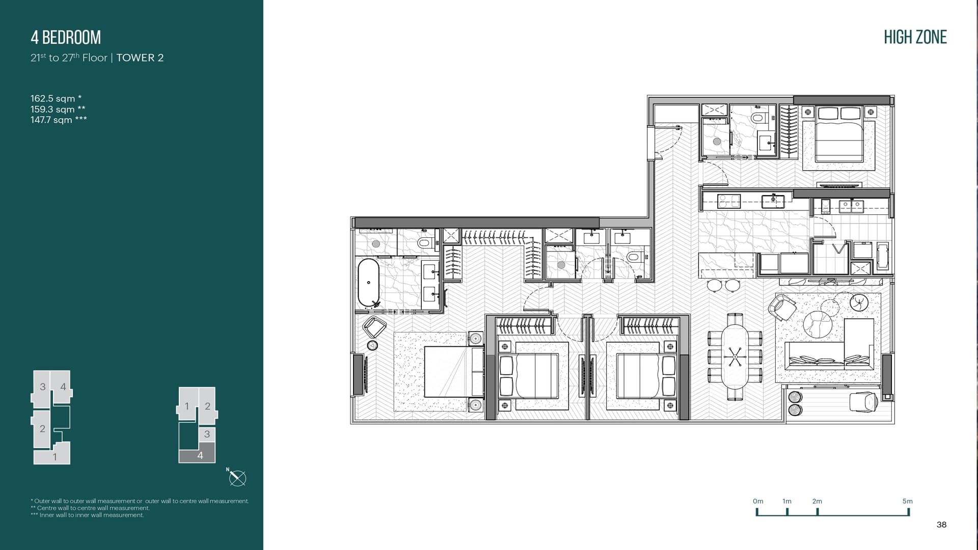 Căn hộ 4 BR thuộc tầng High Zone Narra Residences sở hữu lợi thế tầm nhìn panorama không giới hạn, bao trọn nhịp sống sầm uất của trung tâm thành phố và khung cảnh thiên nhiên thơ mộng ngay ngưỡng cửa. Layout 4 BR Narra Residences khẳng định vị thế thượng lưu, mang đến không gian sống rộng lớn, đẳng cấp cho đa thế hệ.