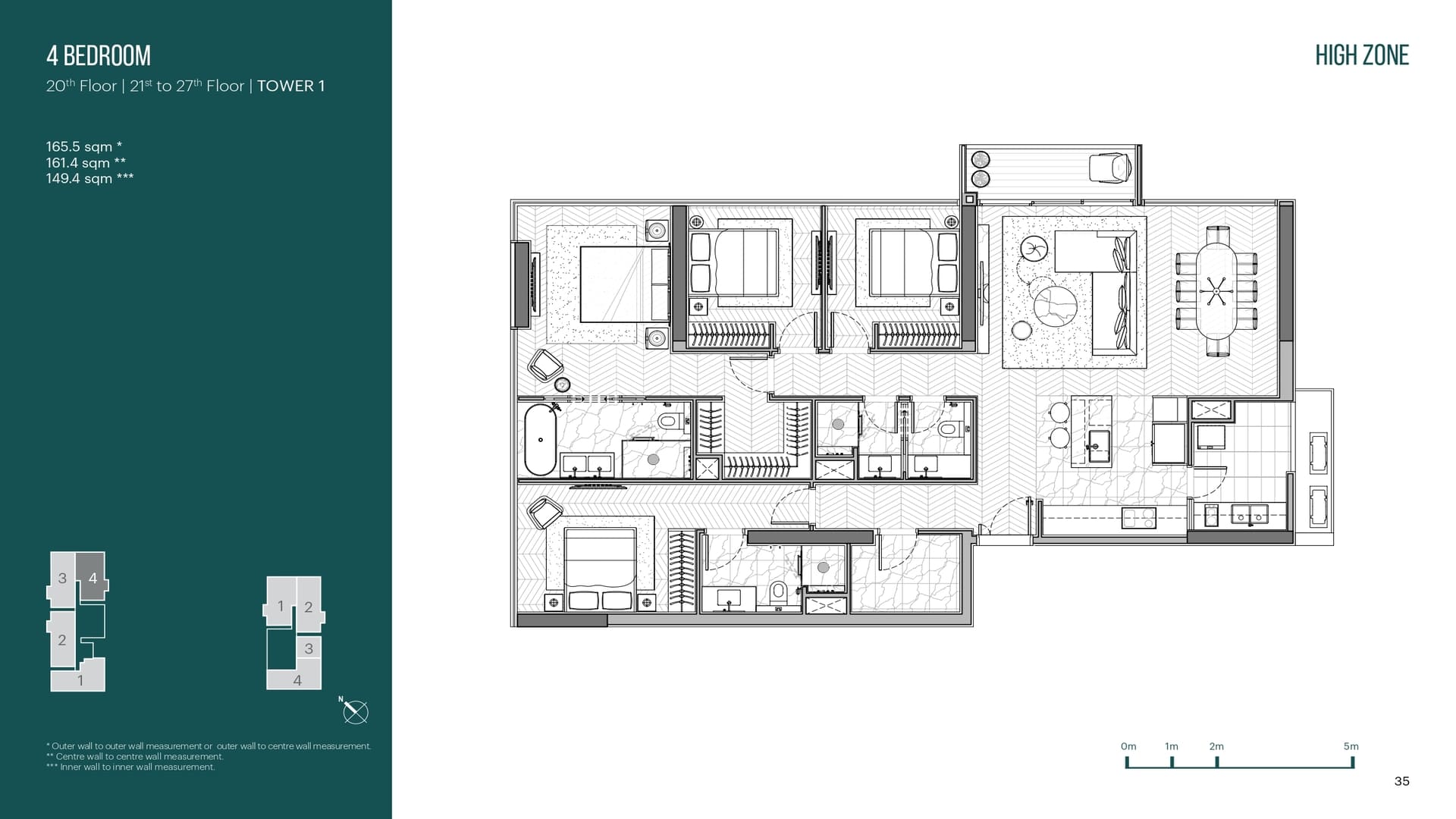 Mặt bằng căn 4 BR High Zone tại Narra Residences tối ưu hóa diện tích sinh hoạt chung sang trọng, kết hợp khéo léo cùng các phòng ngủ riêng tư, mang đến trải nghiệm sống chuẩn nghỉ dưỡng trên tầm cao. Layout 4 BR Narra Residences thể hiện nét kiến trúc hiện đại, kiến tạo không gian sống chuẩn mực sang trọng và tiện nghi.